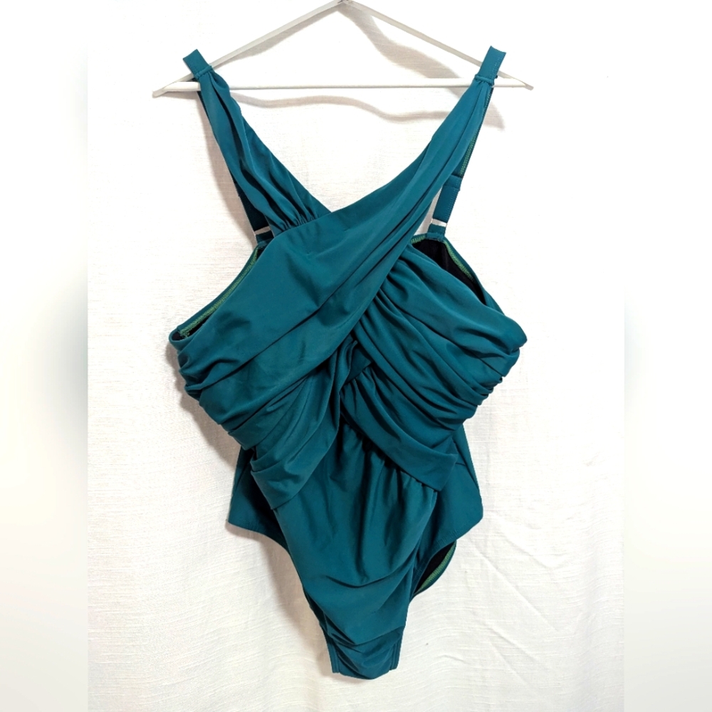 NWOT Swimsuits For All Teal Women's Crisscross Adjustable Suit Size 22